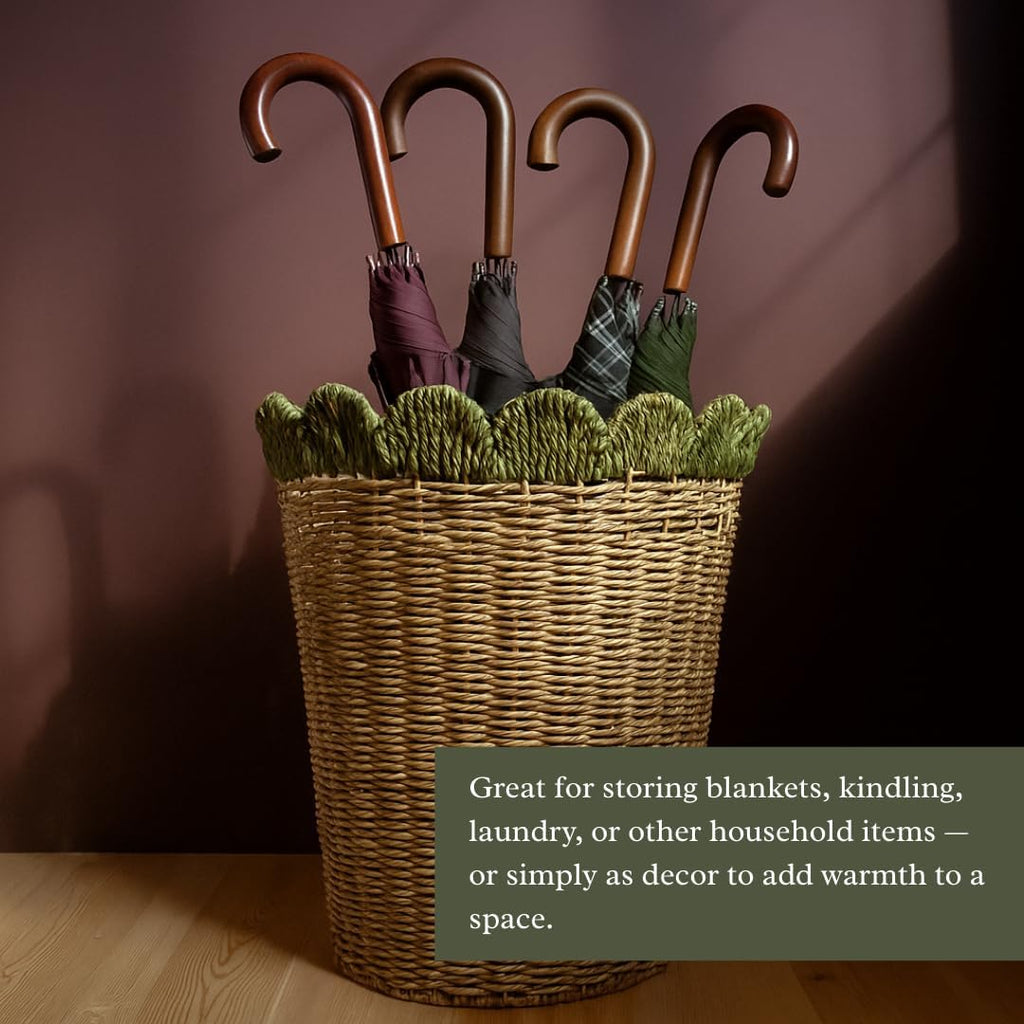 Scallop Weave Storage Basket – Decorative Home Organizer