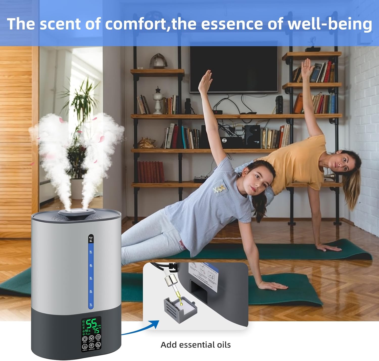 Ultrasonic Humidifier & Essential Oil Diffuser – Adjustable Auto Shut-Off