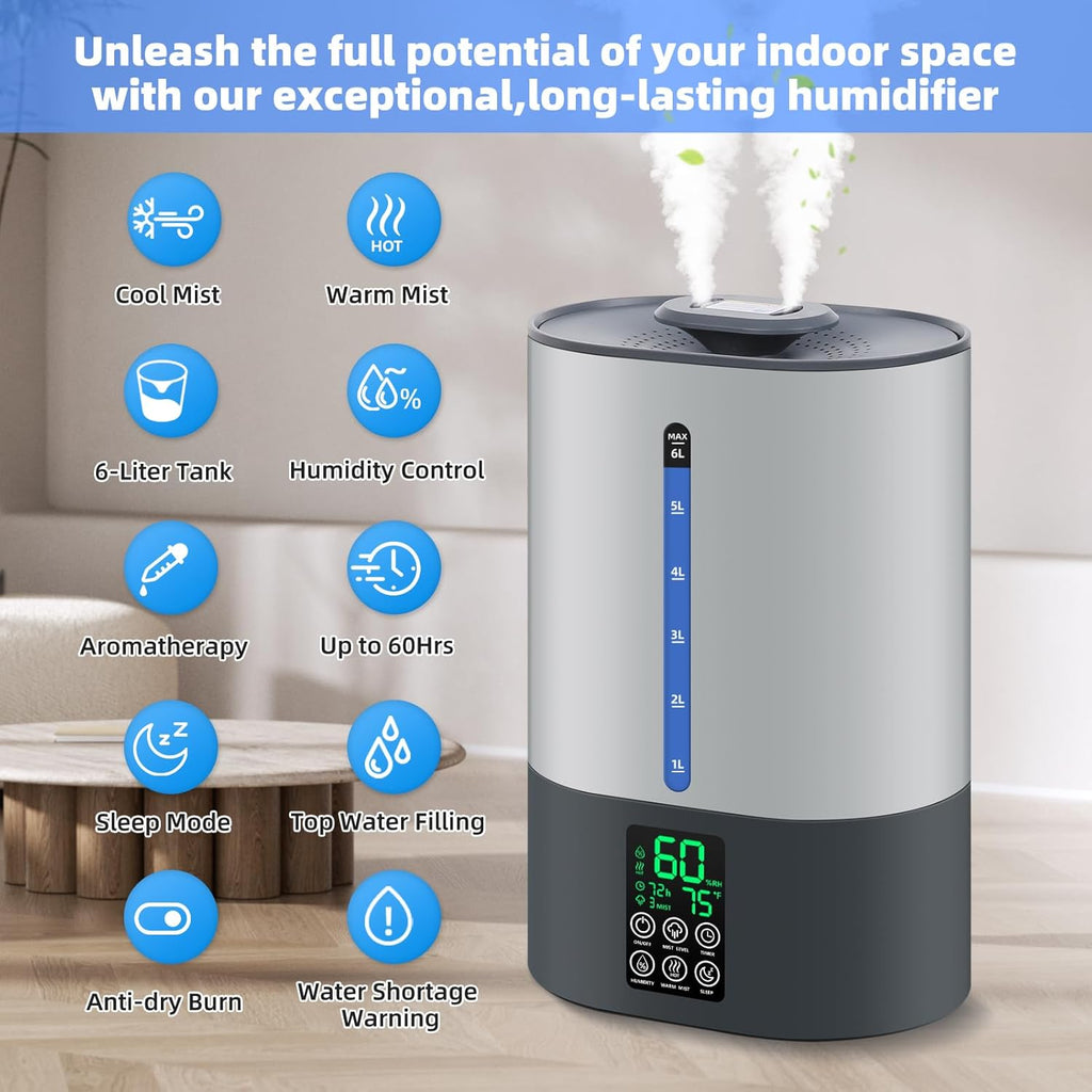Ultrasonic Humidifier & Essential Oil Diffuser – Adjustable Auto Shut-Off