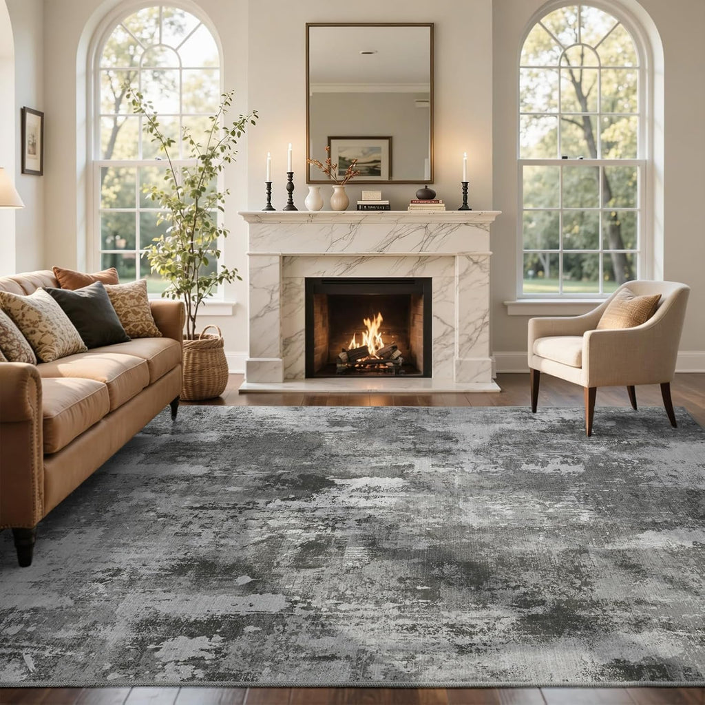 Non-Slip Abstract Area Rug – Soft Modern Bedroom Carpet