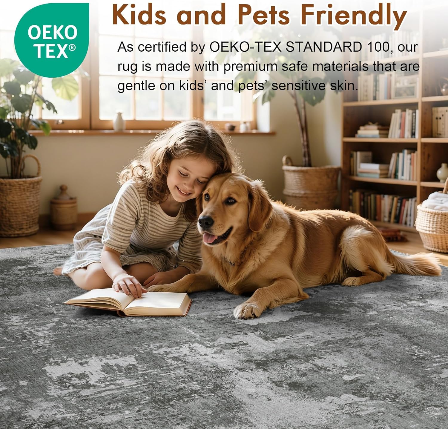 Non-Slip Abstract Area Rug – Soft Modern Bedroom Carpet