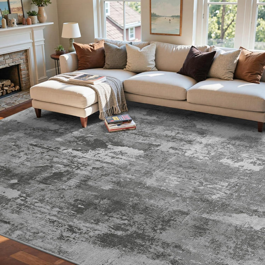 Non-Slip Abstract Area Rug – Soft Modern Bedroom Carpet