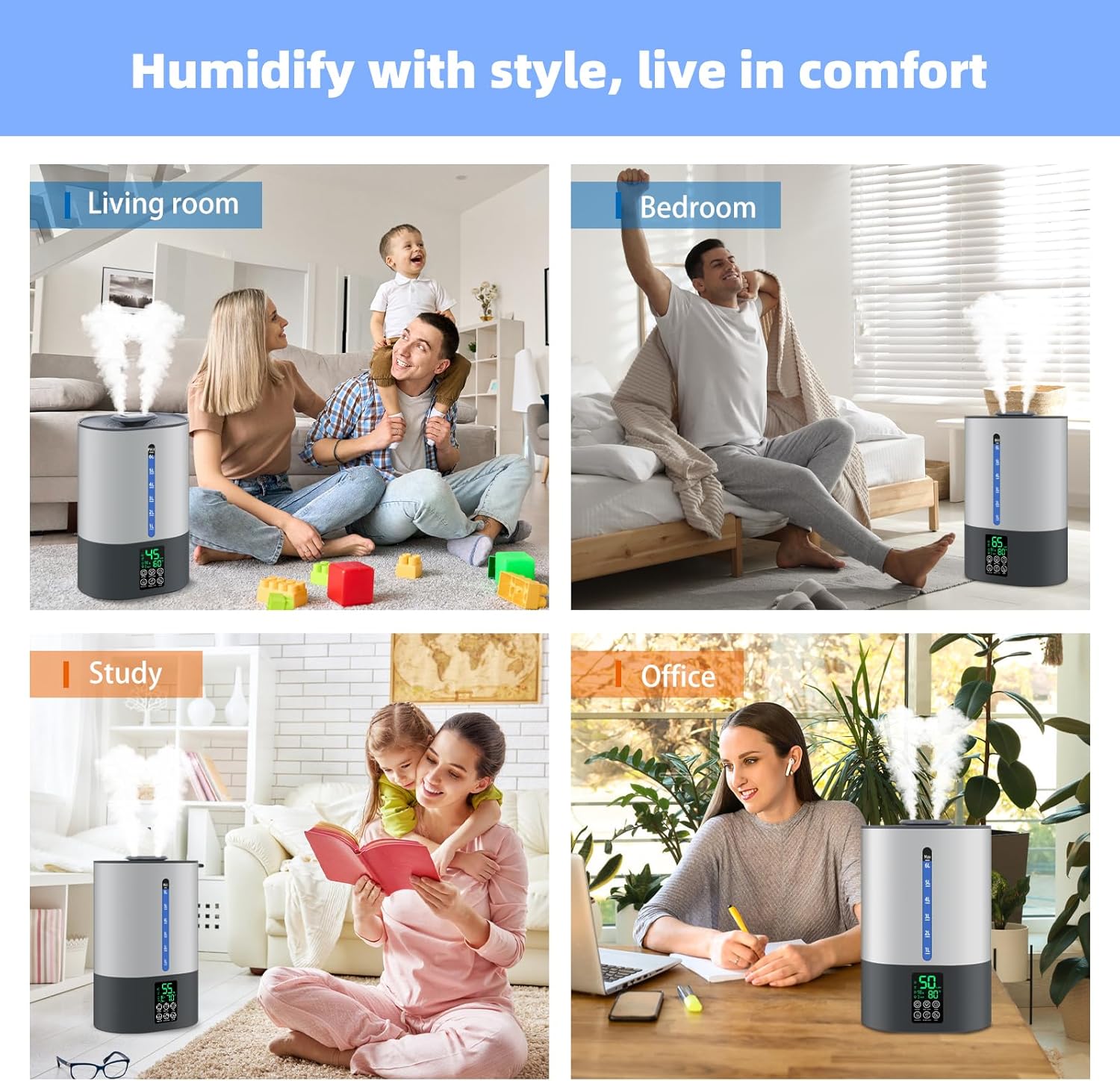 Ultrasonic Humidifier & Essential Oil Diffuser – Adjustable Auto Shut-Off