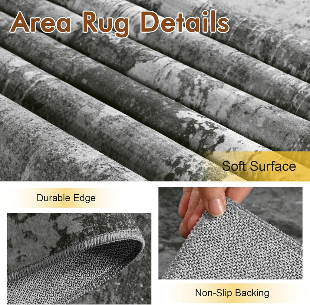 Non-Slip Abstract Area Rug – Soft Modern Bedroom Carpet